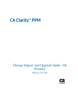CA Clarity PPM Change Impact and Upgrade Guide