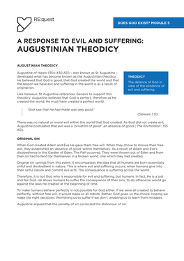 A Response to Evil and Suffering: Augustinian Theodicy
