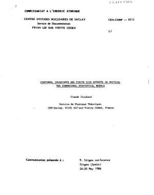CENTRE D'etudes NUCLEAIRES DE SACLAY CEA-CONF — 8513 Service De Documentation F91I91 GIF SUR YVETTE CEDEX L1