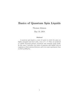 Basics of Quantum Spin Liquids