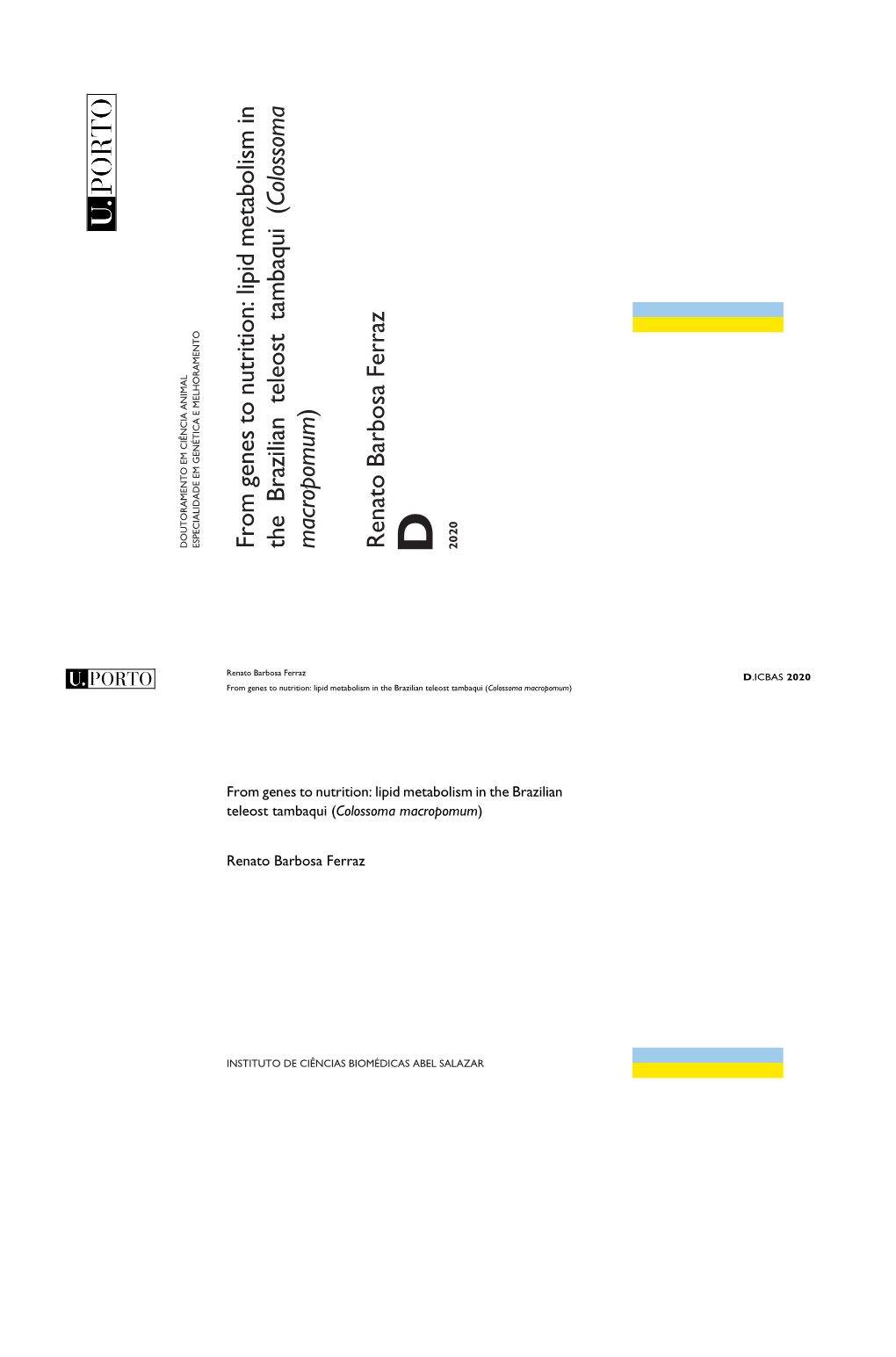 Lipid M Etabolism in the Brazilian Teleost Tam Baqui