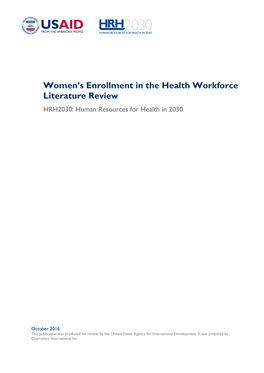 Women's Enrollment in the Health Workforce Literature Review