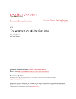 The Common Law of Schools in Iowa