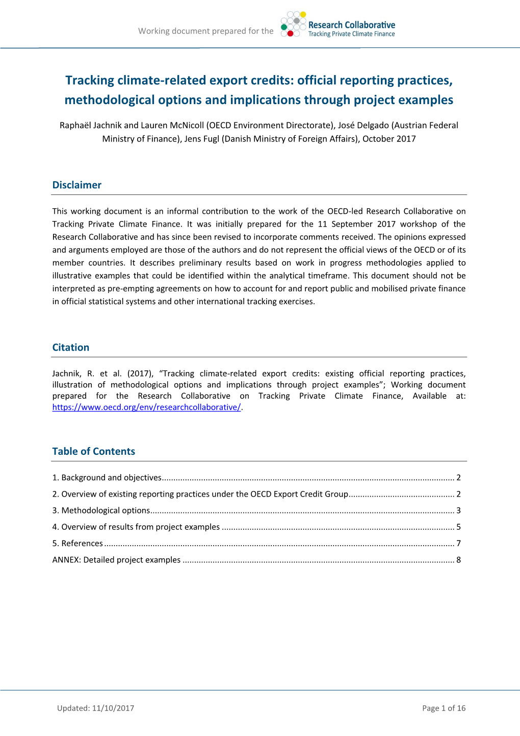 Tracking Climate-Related Export Credits: Official Reporting Practices, Methodological Options and Implications Through Project Examples