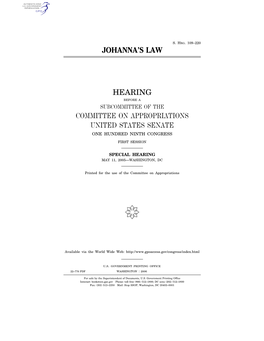 Johanna's Law Hearing Committee On