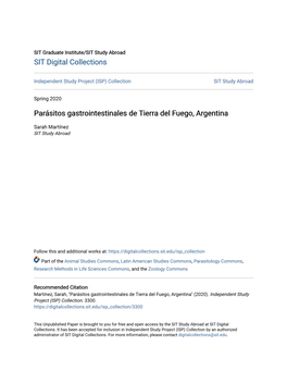 Parásitos Gastrointestinales De Tierra Del Fuego, Argentina