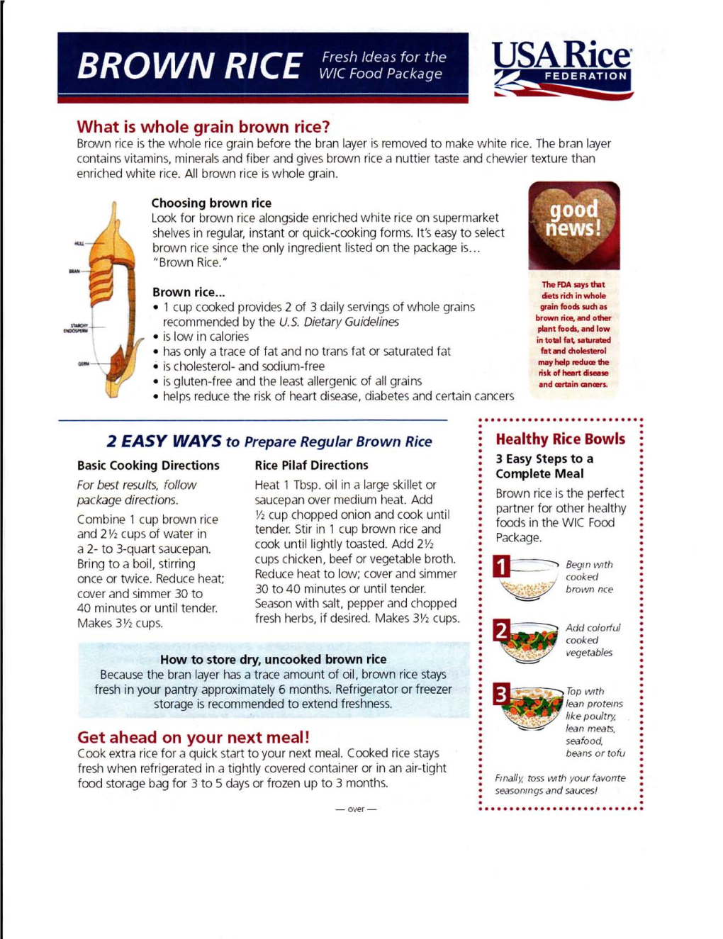 What Is Whole Grain Brown Rice? Brown Rice Is the Whole Rice Erain Before the Bran Layer Is Removed to Nrake White Rice