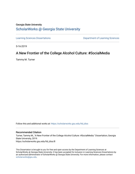 A New Frontier of the College Alcohol Culture: #Socialmedia
