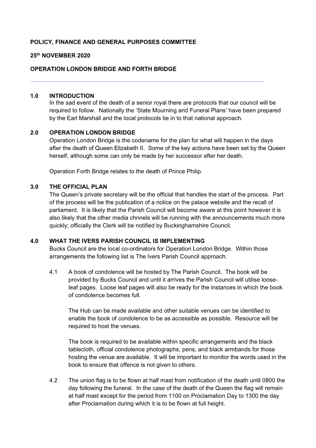 POLICY, FINANCE and GENERAL PURPOSES COMMITTEE 25Th