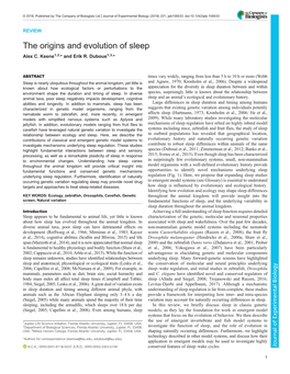 The Origins and Evolution of Sleep Alex C