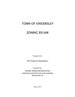 Town of Kindersley Zoning Bylaw