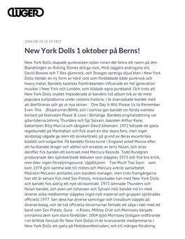 New York Dolls 1 Oktober På Berns!