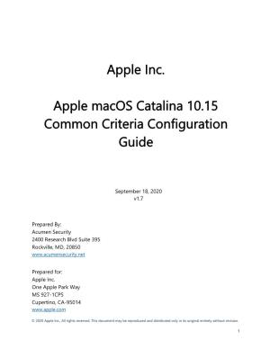 Apple Inc. Apple Macos Catalina 10.15 Common Criteria Configuration Guide