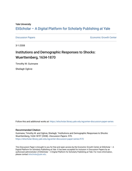 Institutions and Demographic Responses to Shocks: Wuerttemberg, 1634-1870