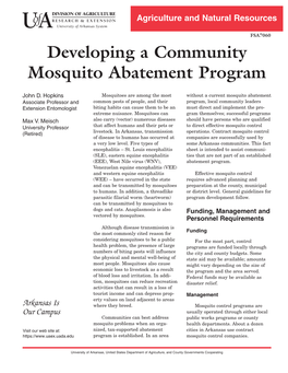 Developing a Community Mosquito Abatement Program