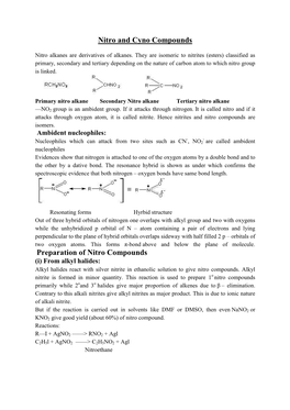Nitro and Cyno Compounds Preparation of Nitro Compounds