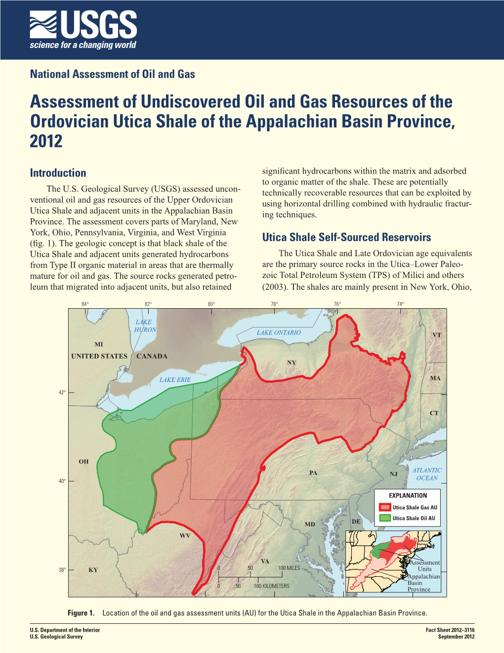 Assessment of Undiscovered Oil and Gas Resources of the Ordovician Utica Shale of the Appalachian Basin Province, 2012