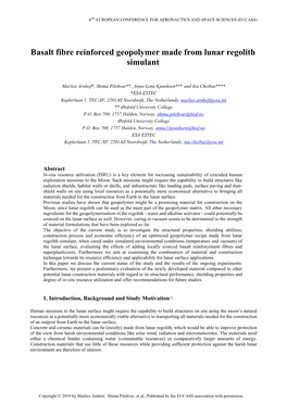 Basalt Fibre Reinforced Geopolymer Made from Lunar Regolith Simulant