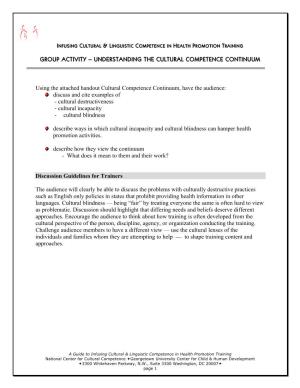 Understanding the Cultural Competence Continuum