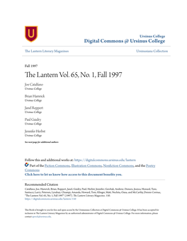 The Lantern Vol. 65, No. 1, Fall 1997 Joe Catalfano Ursinus College