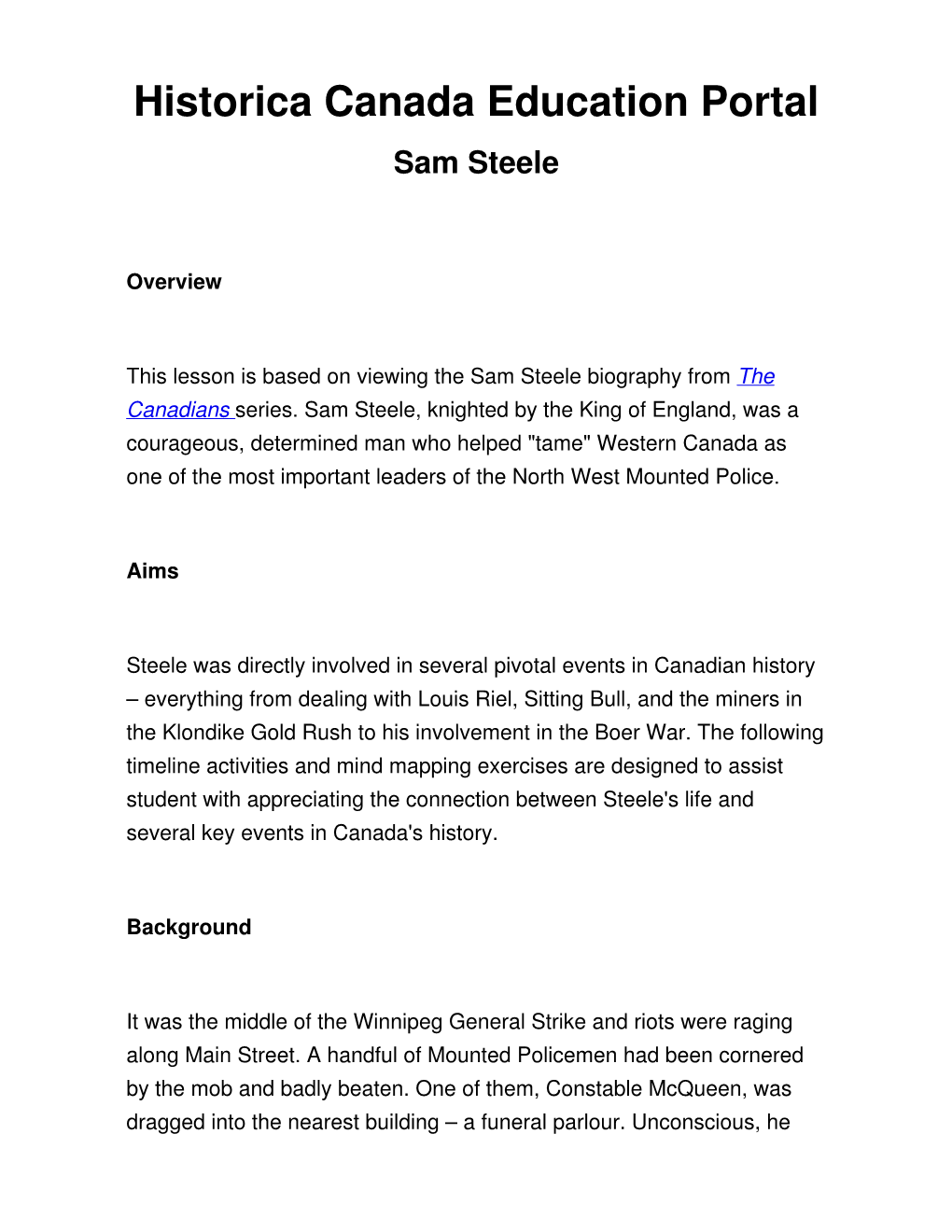 Historica Canada Education Portal Sam Steele