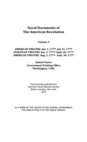 Naval Documents of the American Revolution, Volume 9