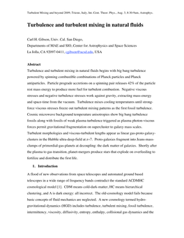 Turbulence and Turbulent Mixing in Natural Fluids