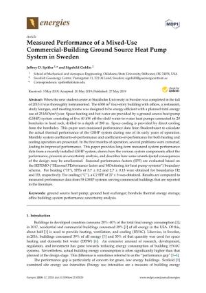 Measured Performance of a Mixed-Use Commercial-Building Ground Source Heat Pump System in Sweden