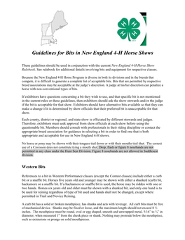 Guidelines for Bits in New England 4-H Horse Shows