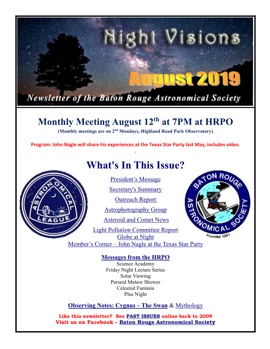 August 2019 BRAS Newsletter