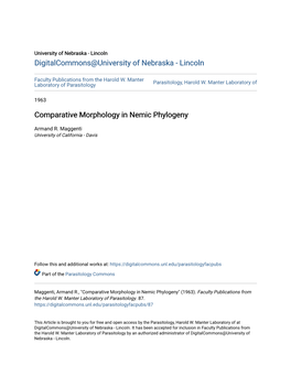 Comparative Morphology in Nemic Phylogeny