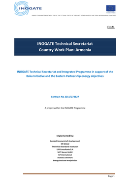 INOGATE Technical Secretariat Country Work Plan: Armenia