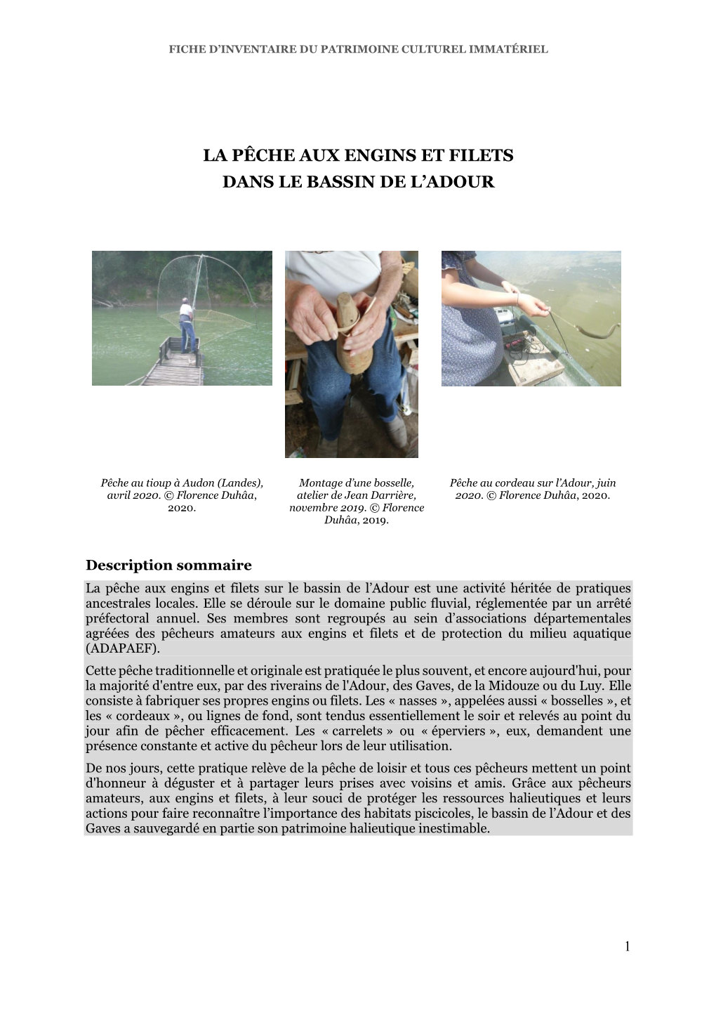 La Pêche Aux Engins Et Filets Dans Le Bassin De L'adour.Pdf Pdf 3 Mo