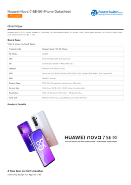 Huawei-Nova-7-SE-5G-Phone Datasheet Overview