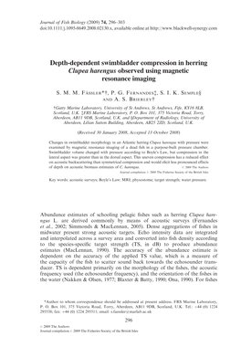 Depth-Dependent Swimbladder Compression in Herring Clupea Harengus Observed Using Magnetic Resonance Imaging