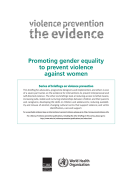 Promoting Gender Equality to Prevent Violence Against Women