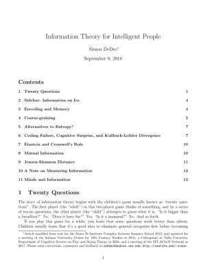 Information Theory for Intelligent People