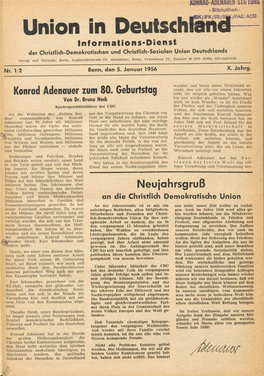 UID Jg. 10 1956 Nr. 1/2, Union in Deutschland
