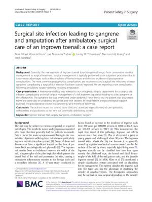 Surgical Site Infection Leading to Gangrene and Amputation After