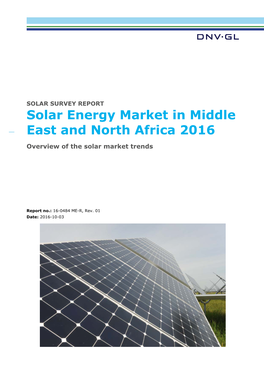 Solar Energy Market in Middle East and North Africa 2016 Overview of the Solar Market Trends