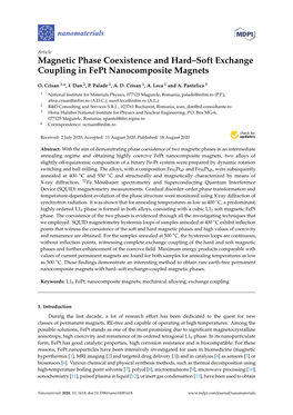 Magnetic Phase Coexistence and Hard–Soft Exchange Coupling in Fept Nanocomposite Magnets