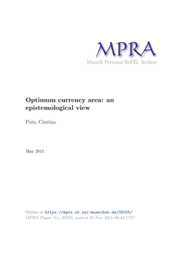 Optimum Currency Area: an Epistemological View