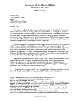 Letter to Mr. Larry Page, January 26, 2012