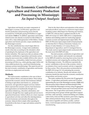 The Economic Contribution of Agriculture and Forestry Production and Processing in Mississippi: an Input-Output Analysis