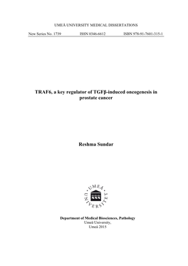 TRAF6, a Key Regulator of Tgfβ-Induced Oncogenesis in Prostate Cancer