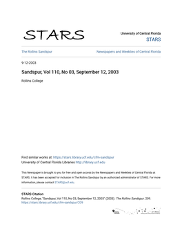 Sandspur, Vol 110, No 03, September 12, 2003