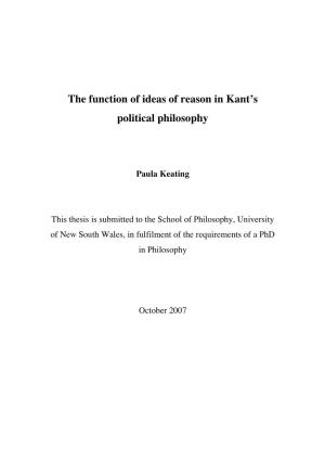 The Function of Ideas of Reason in Kant's Political Philosophy