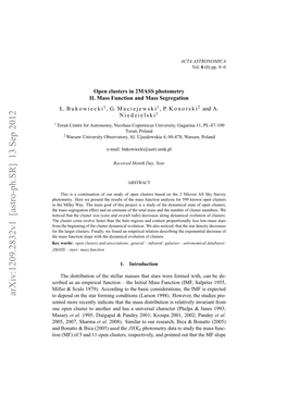 Open Clusters in 2MASS Photometry II. Mass Function and Mass