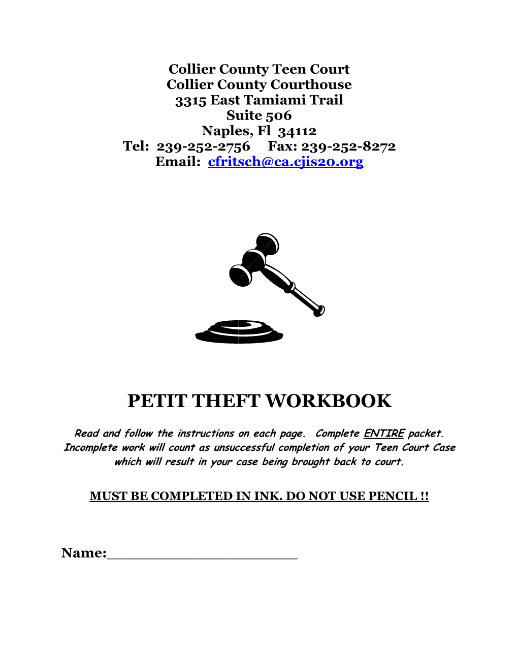 Petit Theft Workbook