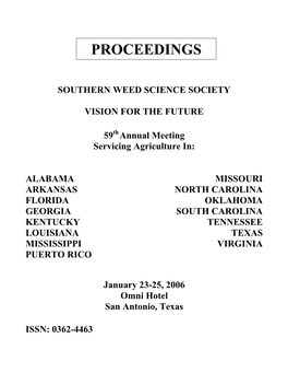 2006 Proceedings, Southern Weed Science Society, Volume 59 Preface